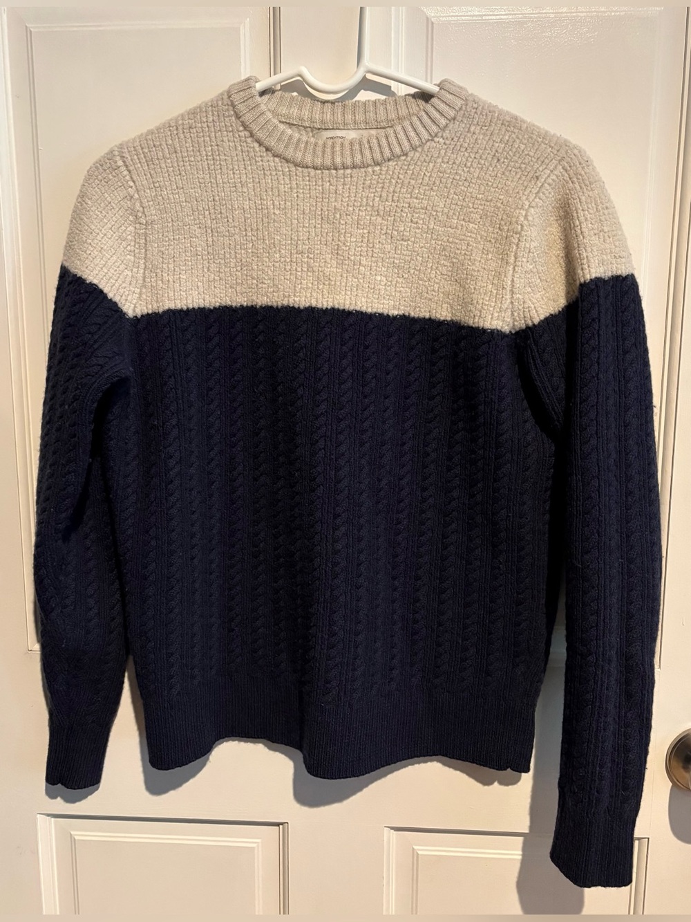 Nordstrom Signature Merino Wool Colorblock Cable Knit Crewneck Sweater Size S